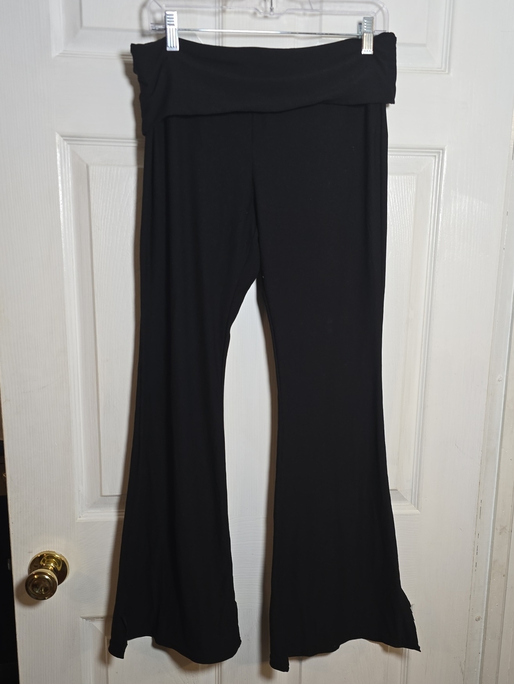 No Boundaries NOBO L Large Black Fold-Over Flare Pants